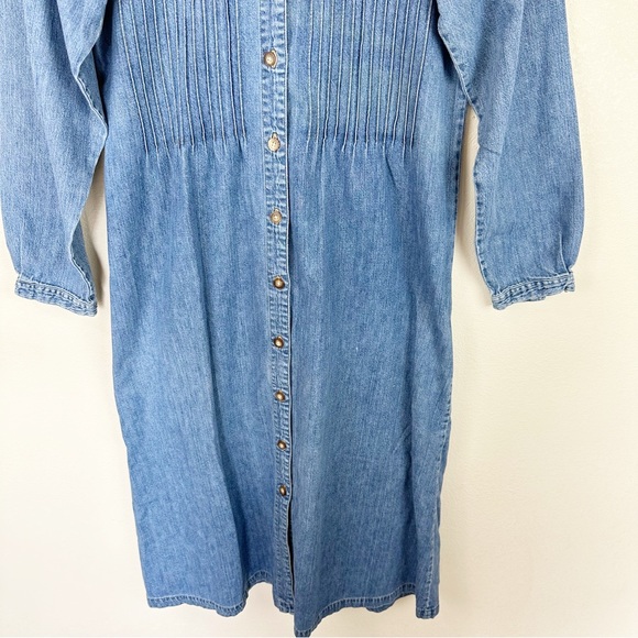 LL. Bean Vintage Denim Jean Maxi Dress Long Sleeve Button Down Size 12 Amish - Picture 7 of 11